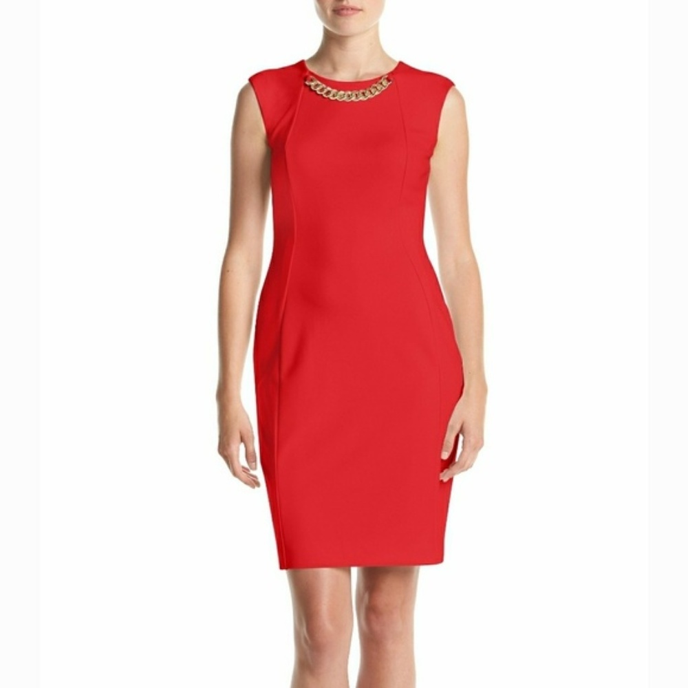 Calvin Klein Chain Link Red Dress